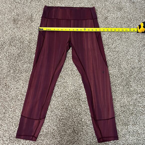 LULULEMON Women's In Movement Tight 25" Everlux In Linear Spray Dye White Garnet - Picture 7 of 12